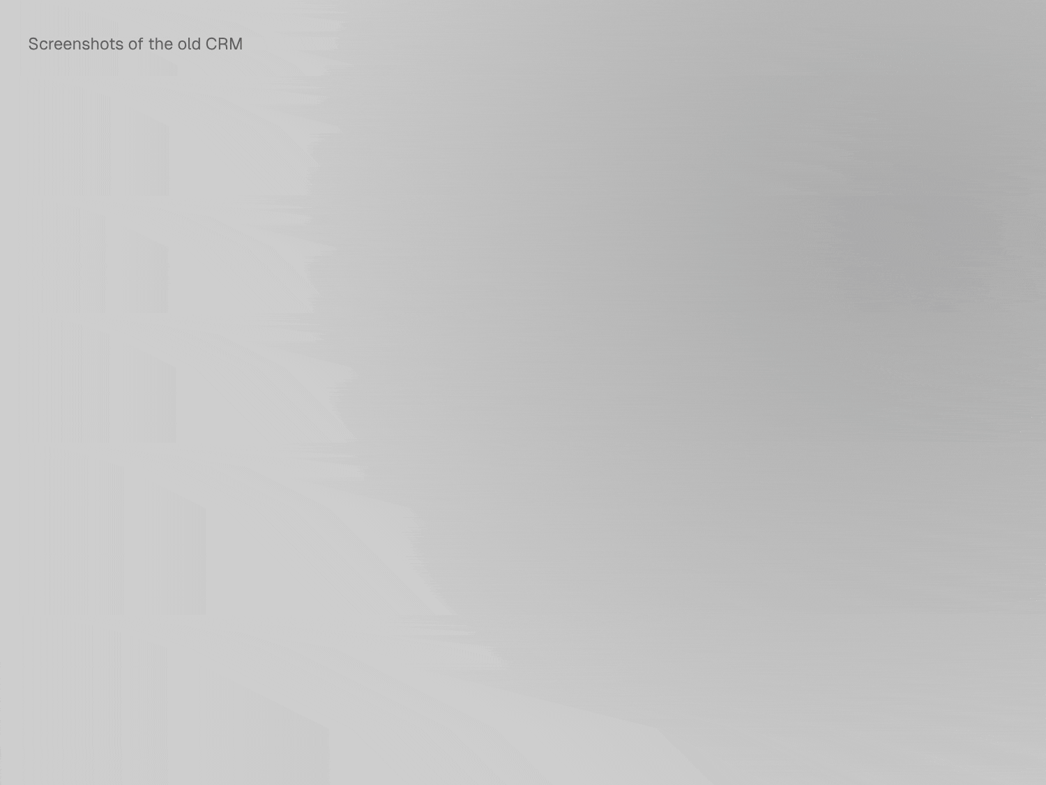 CRM list view with a record panel open on top